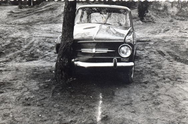 Fiat 850 tegen een boom
