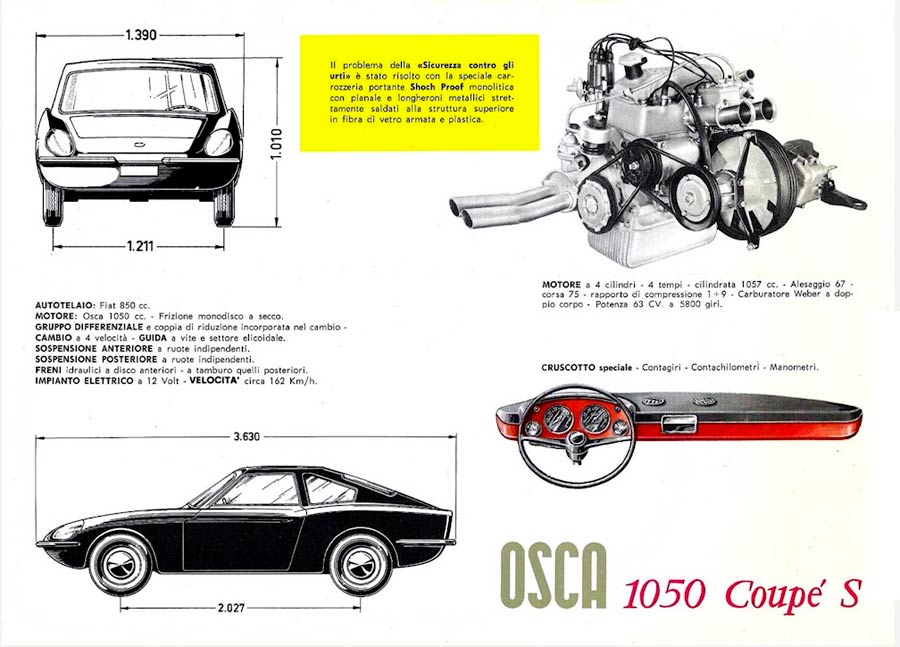 osca 1050 coupe brochure 1966