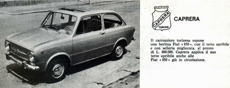 Fiat 850 Caprera berlina schuifdak