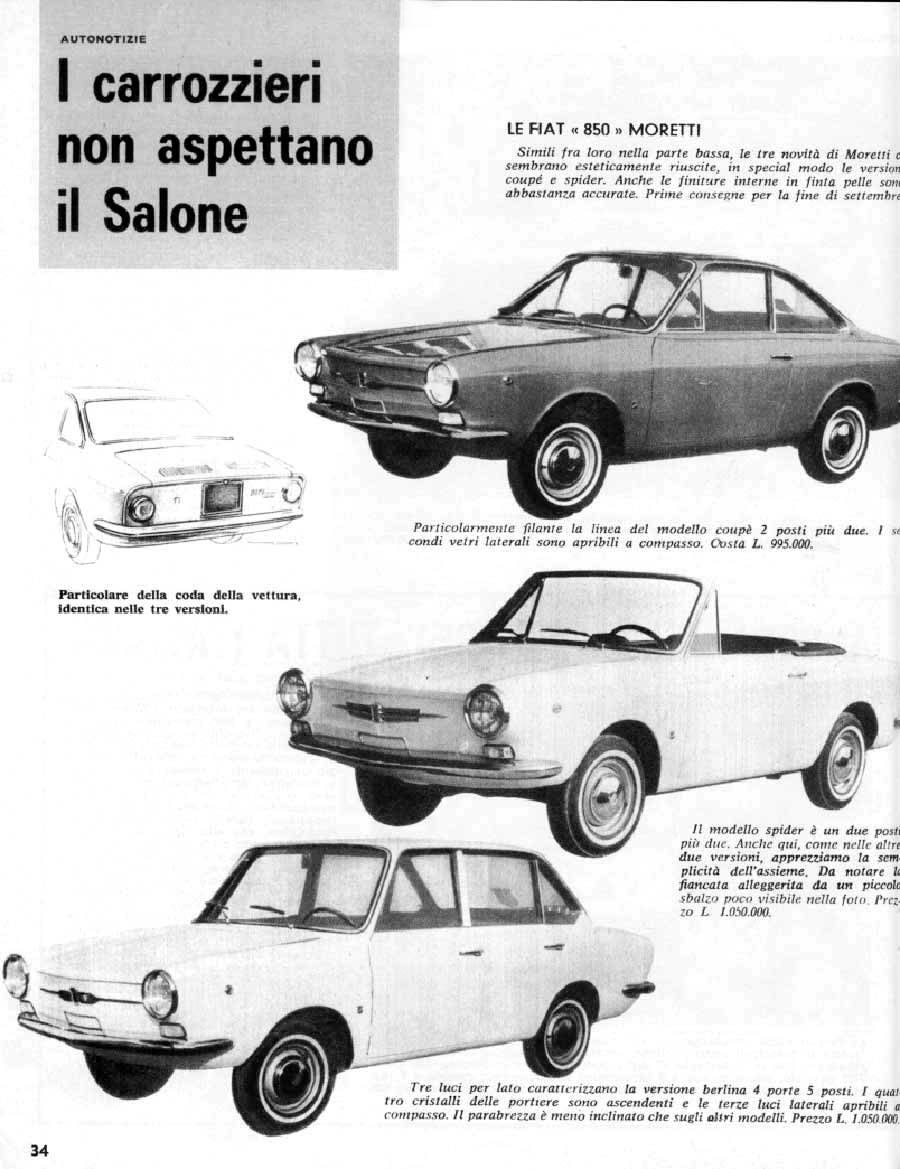 Fiat 850 van Moretti in Turijn 1964