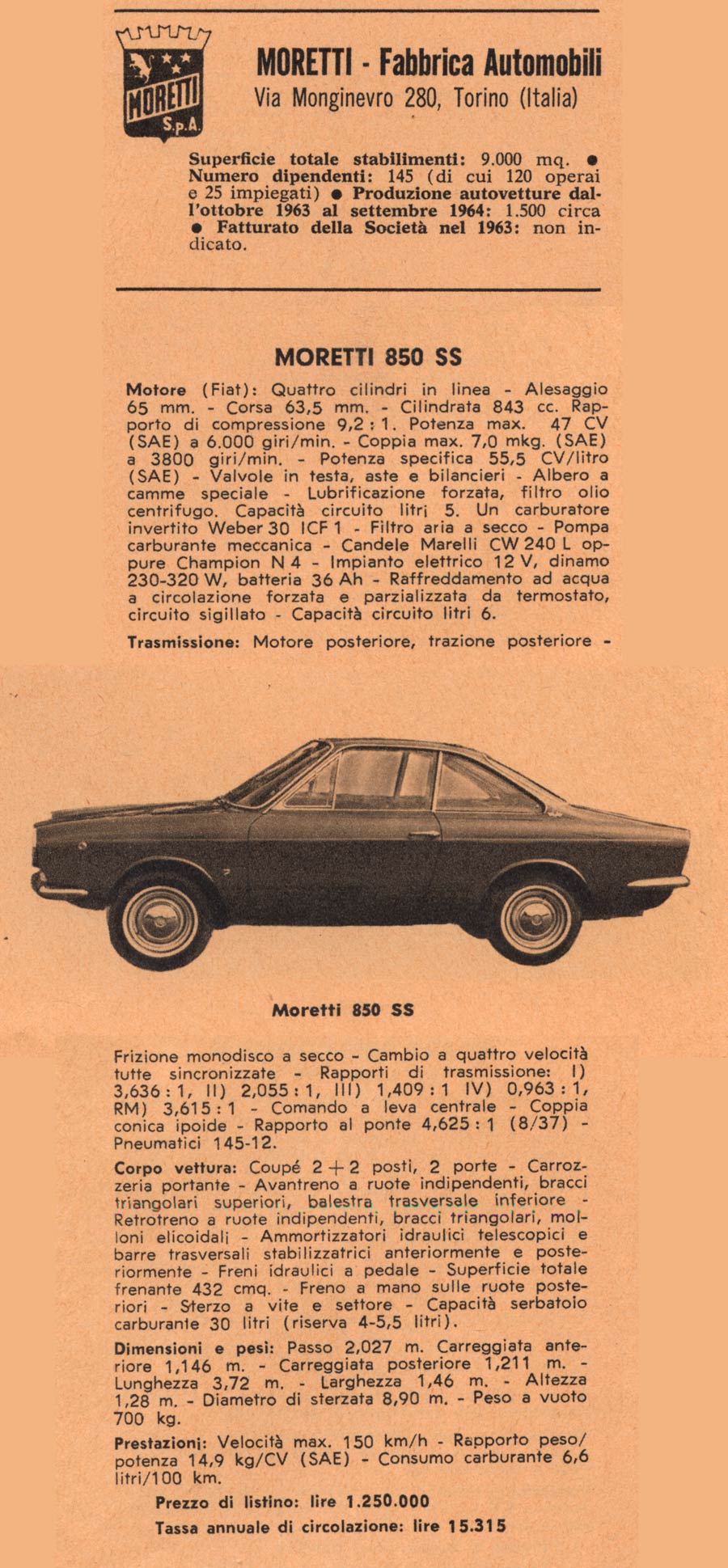 Moretti 850 SS in Quattroruote jaarboek 65